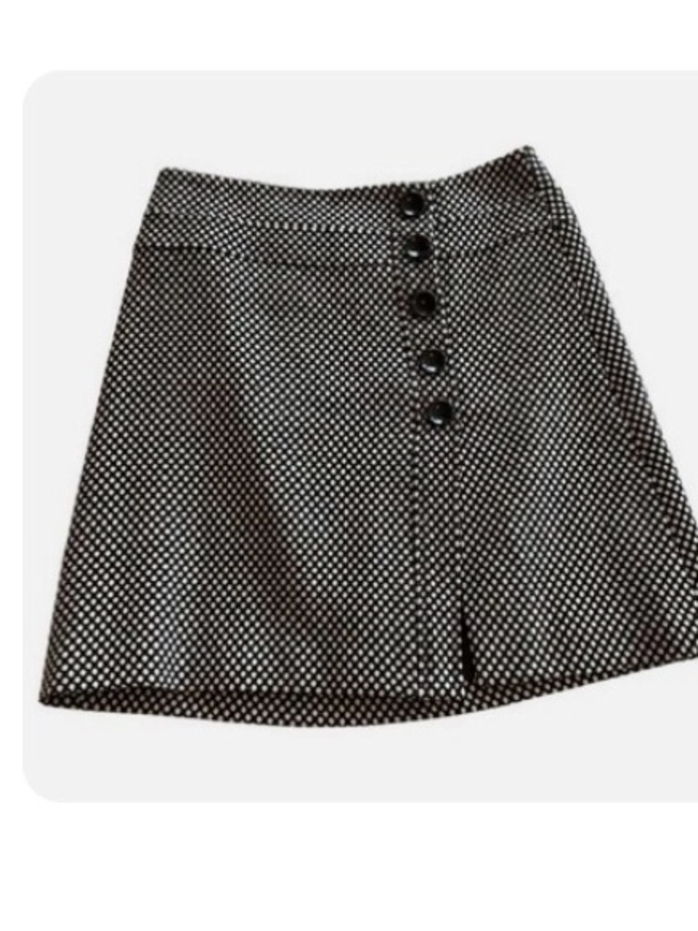 Talbots Black and White Polka Dot A-Line Skirt with Front Buttons